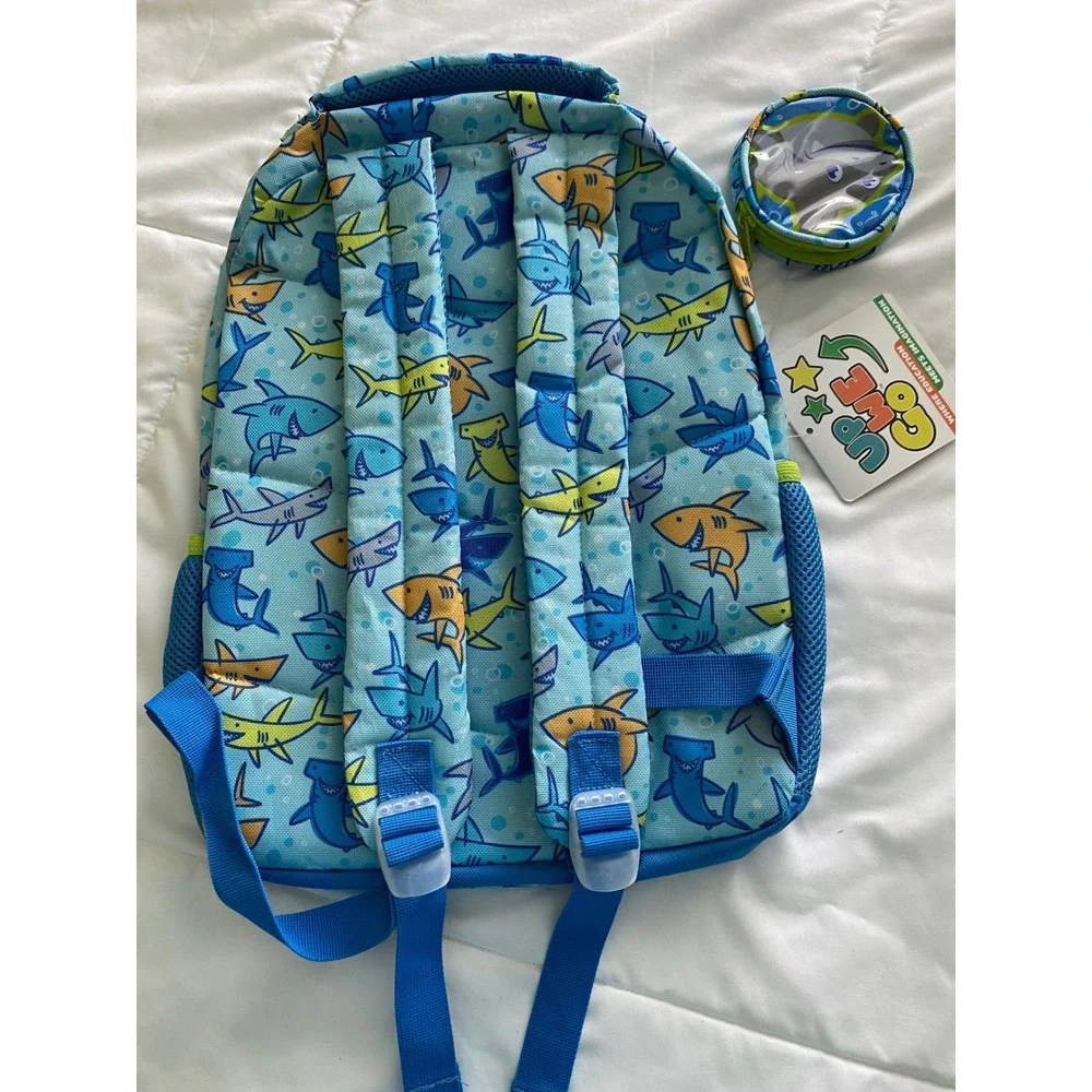 NWT - Up We Go Shark Backpack Set, 15